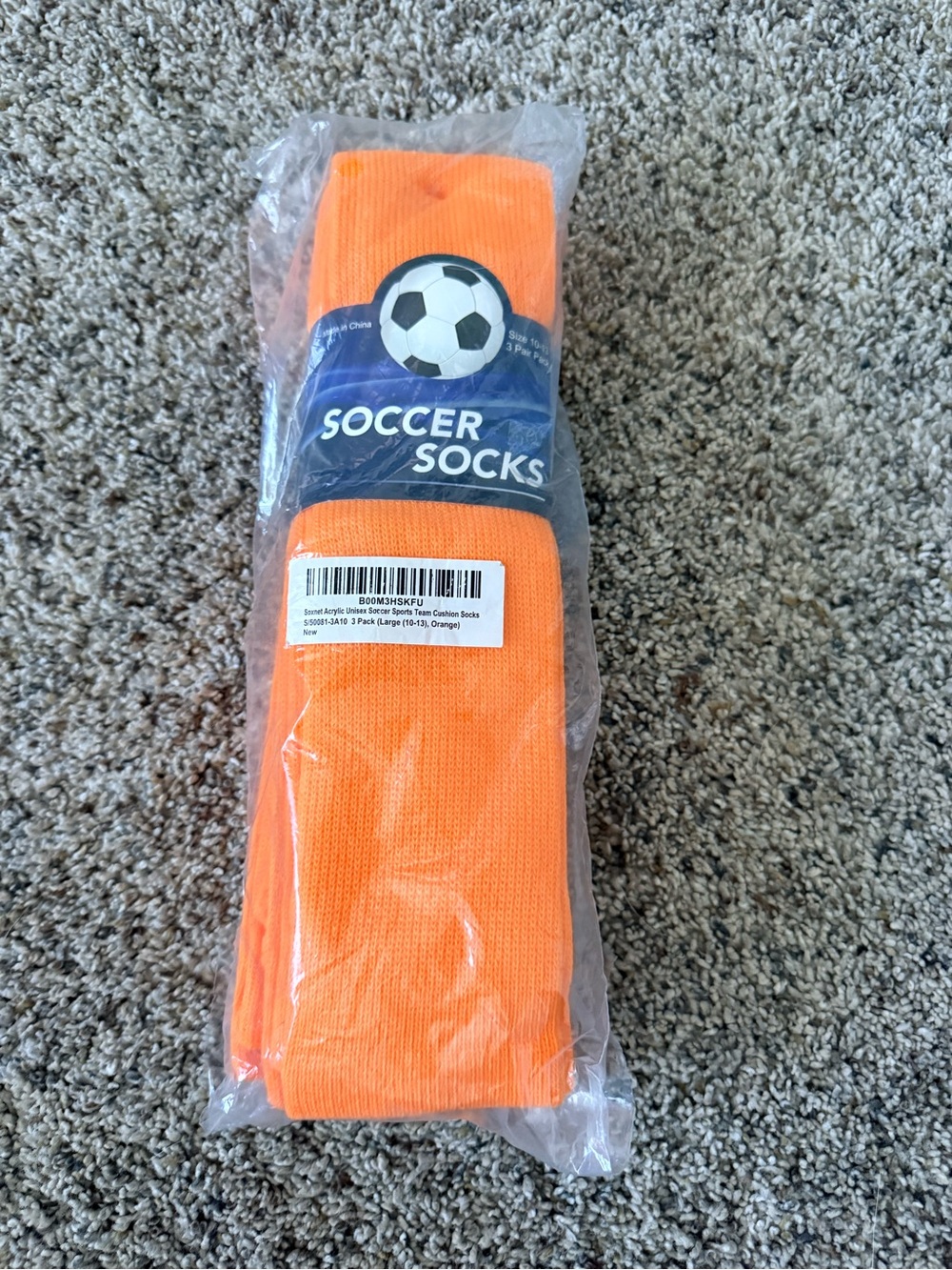 Soccer Socks - Orange Athletic Socks 3 pack